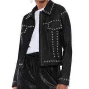 Studded black denim jacket by Norma Kamala size 4